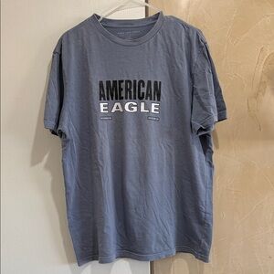 American Eagle Outfitters Men's Slate Blue Graphic Logo Tee
